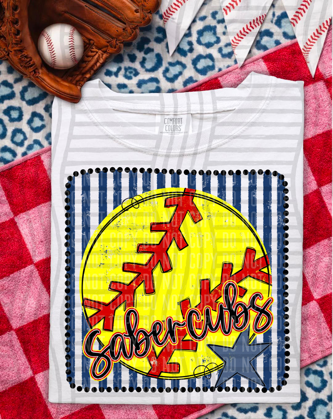 Softball RWB Framed Script DTF Print