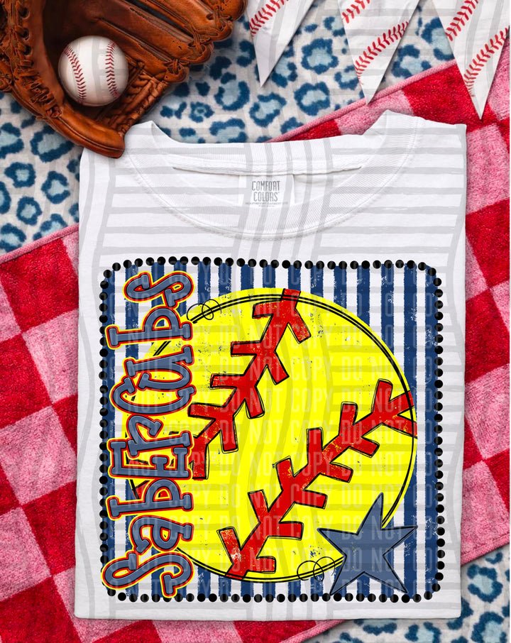 Softball RWB Framed DTF Print