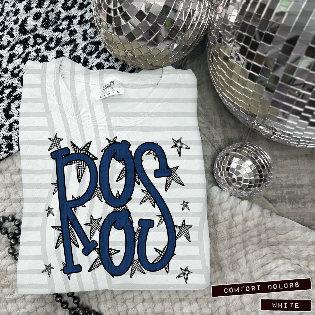 Navy Staggered DTF Print