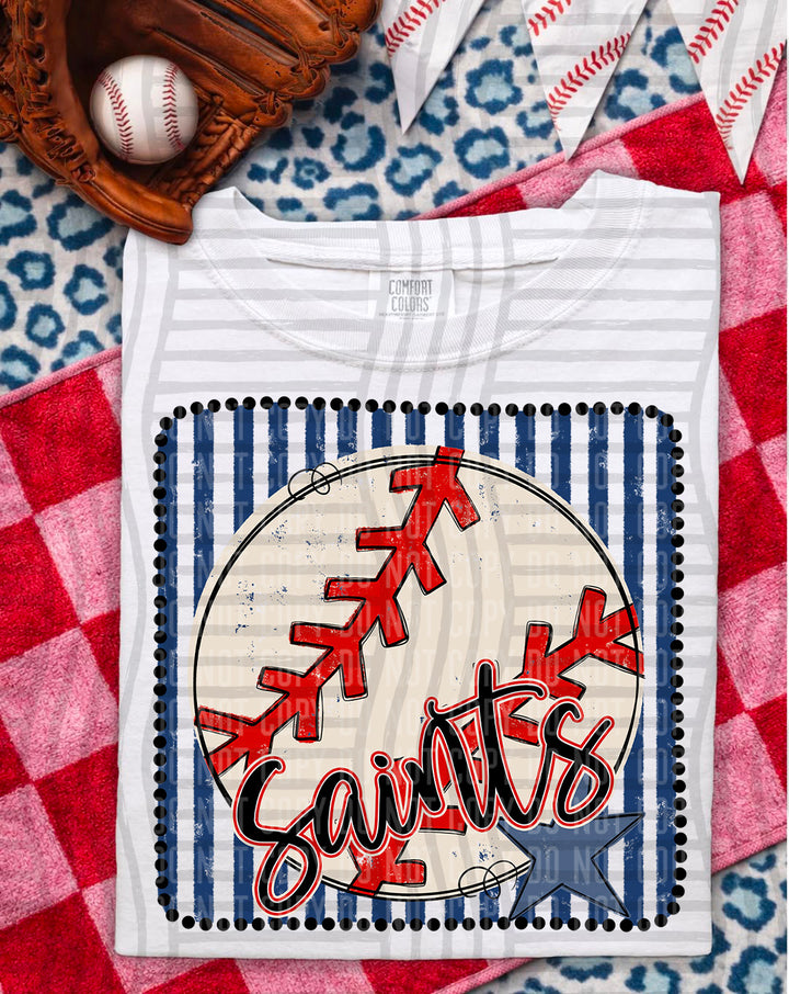 Baseball RWB Framed Script DTF Print