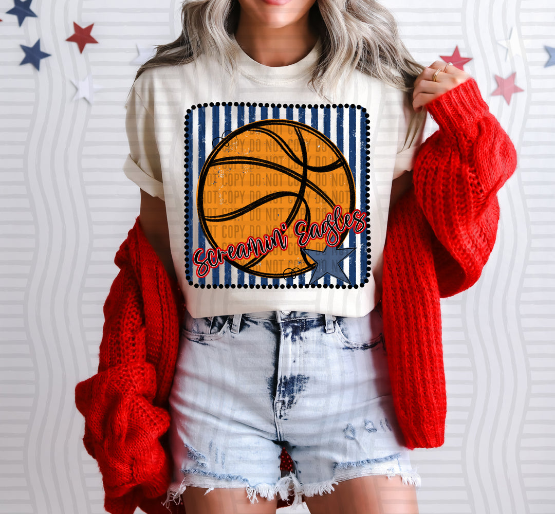 Basketball RWB Framed DTF Print