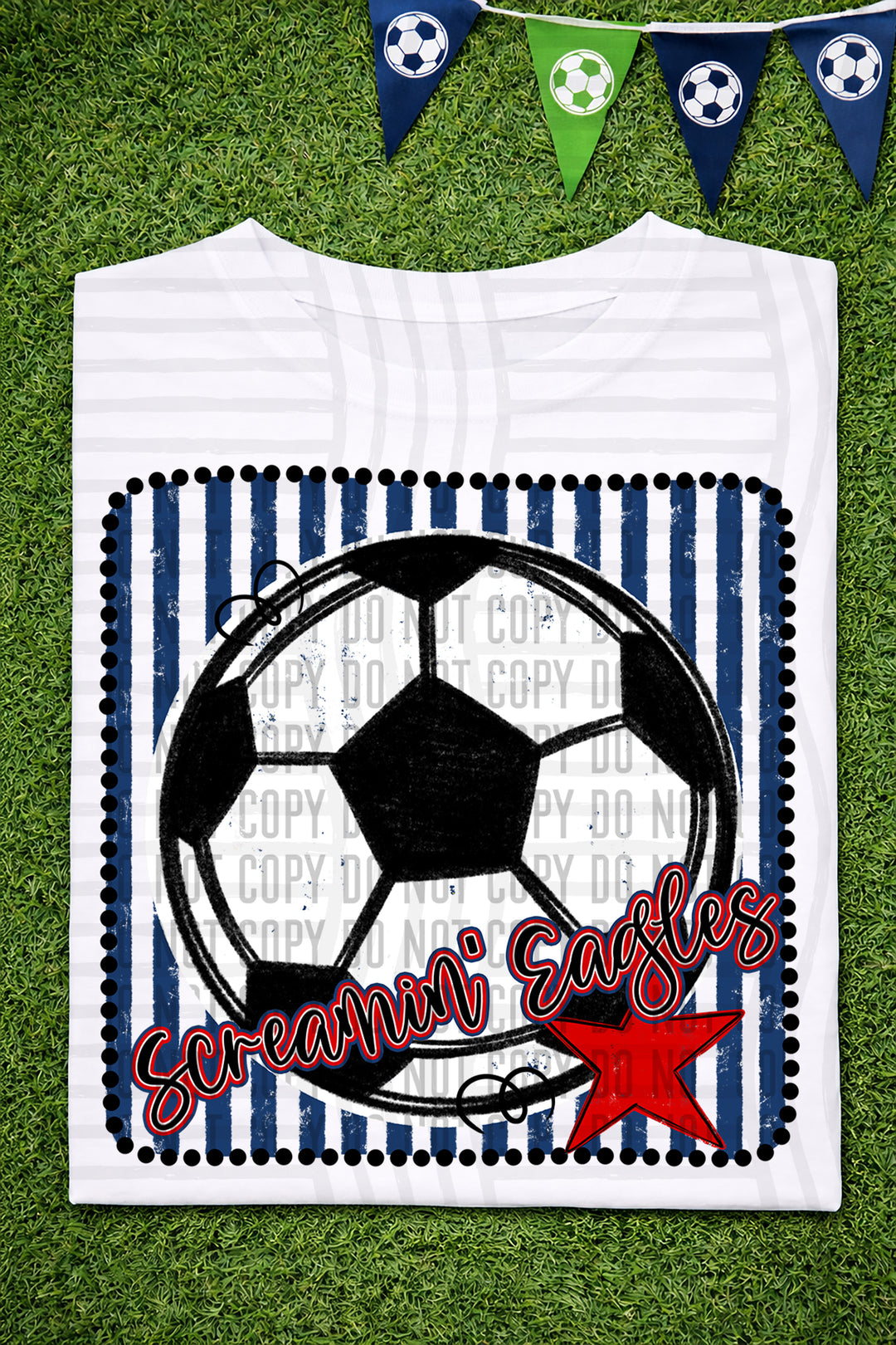 Soccer RWB Framed DTF Print