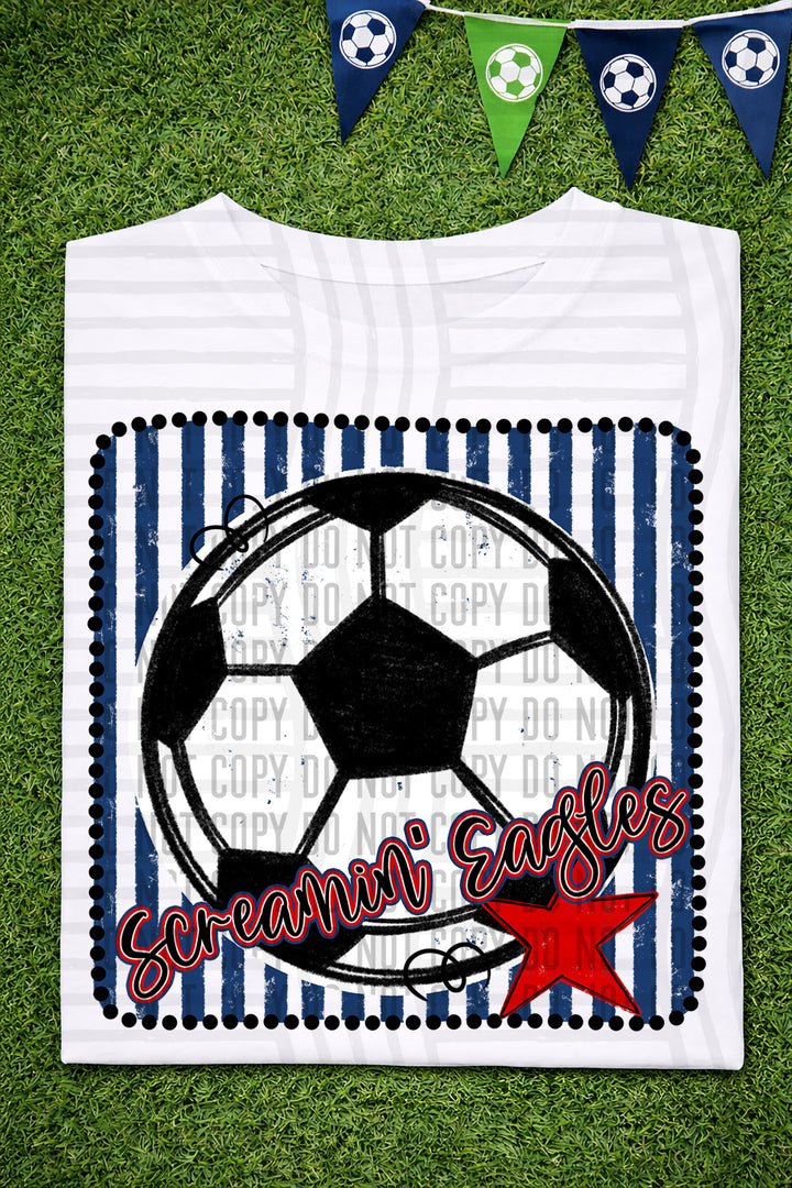 Soccer RWB Framed DTF Print