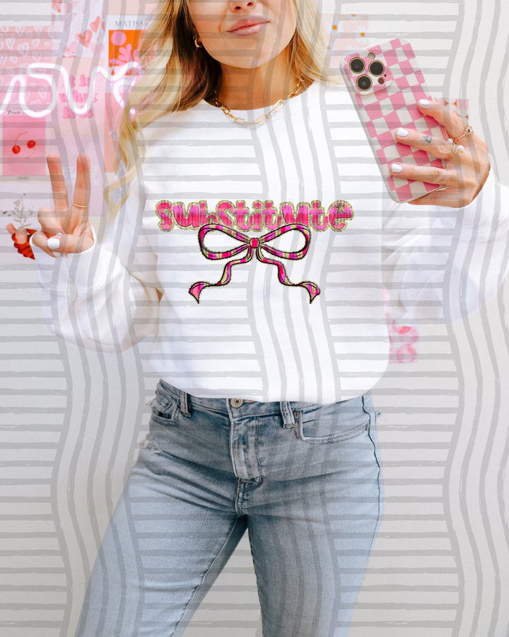 Pink Bow Occupations Names DTF Print