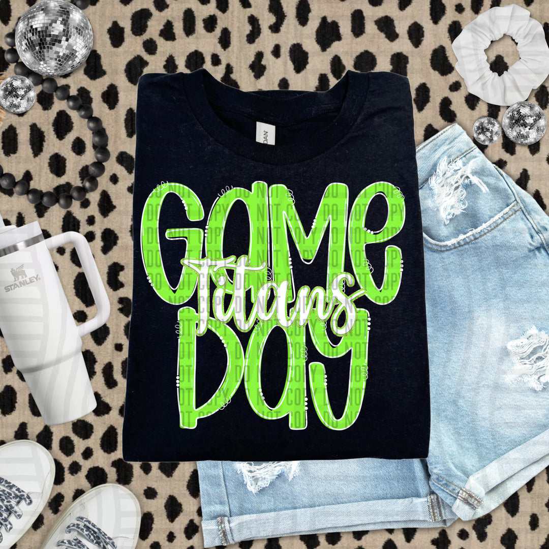 Doodle Gameday Lime DTF Print