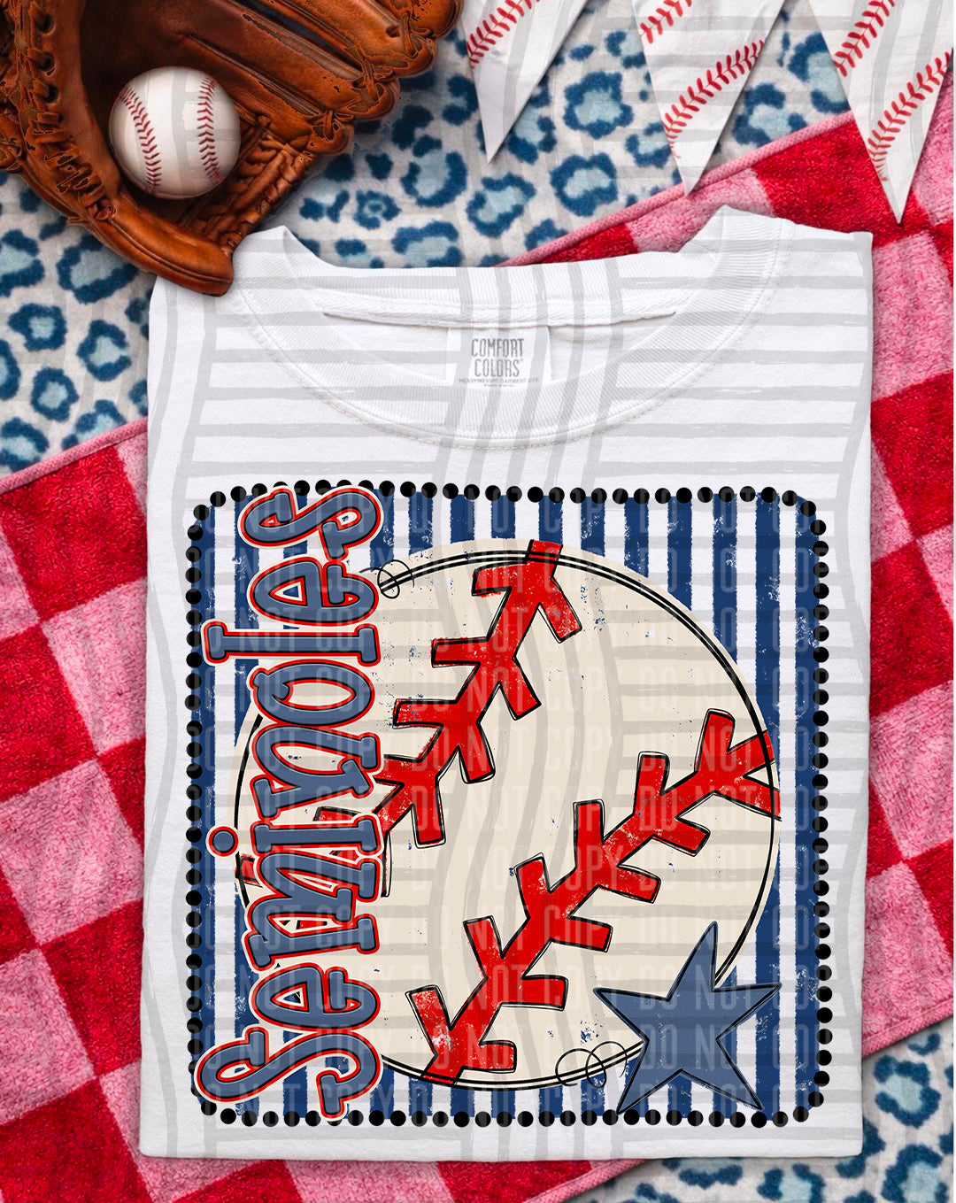 Baseball RWB Framed DTF Print