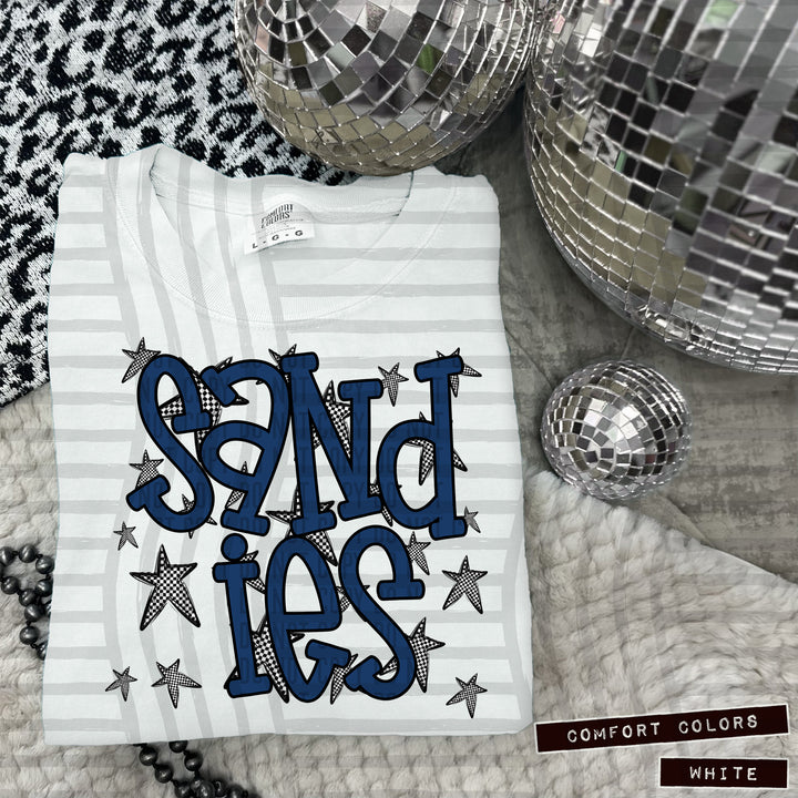Navy Staggered DTF Print