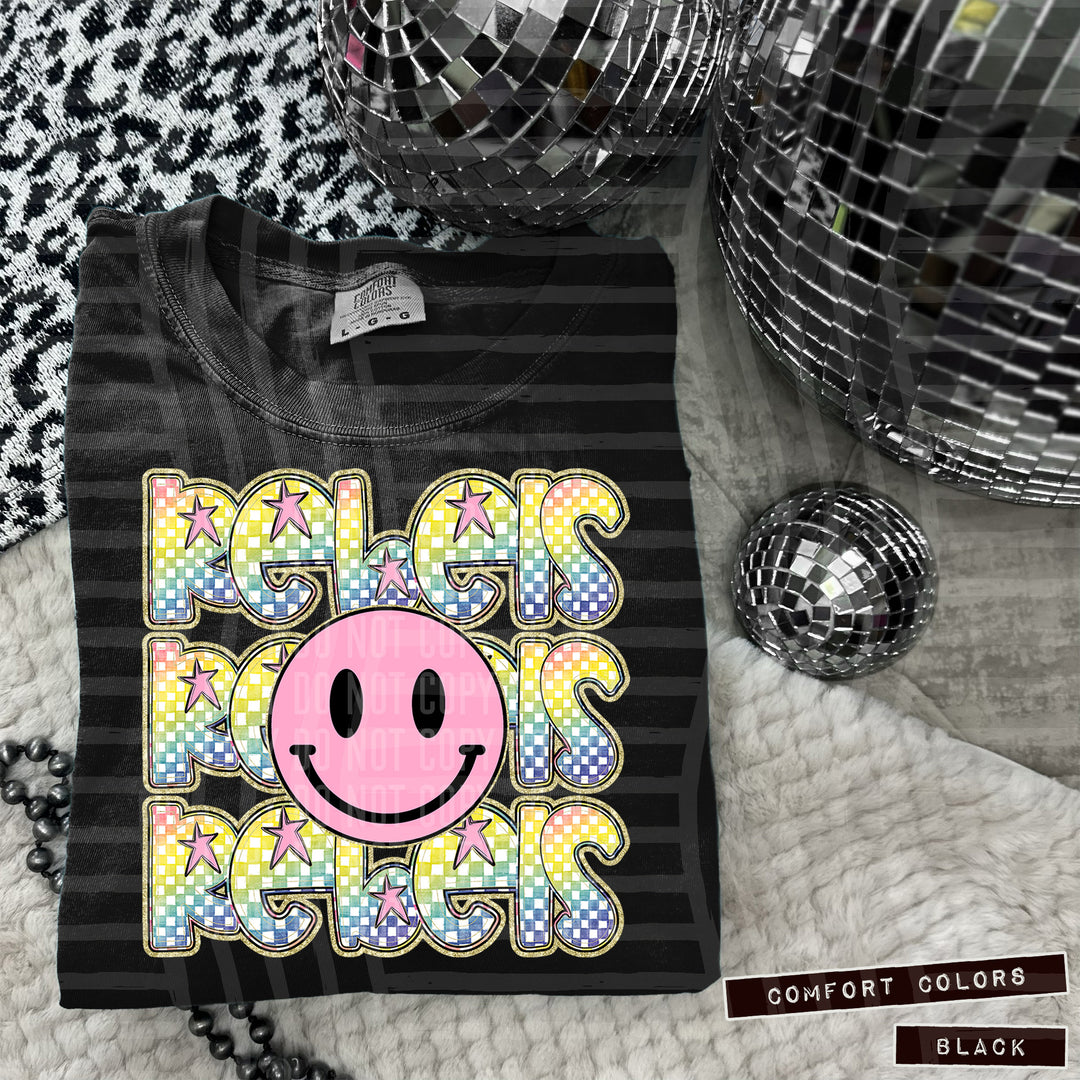 Pink Smiley Triple Stack DTF Print