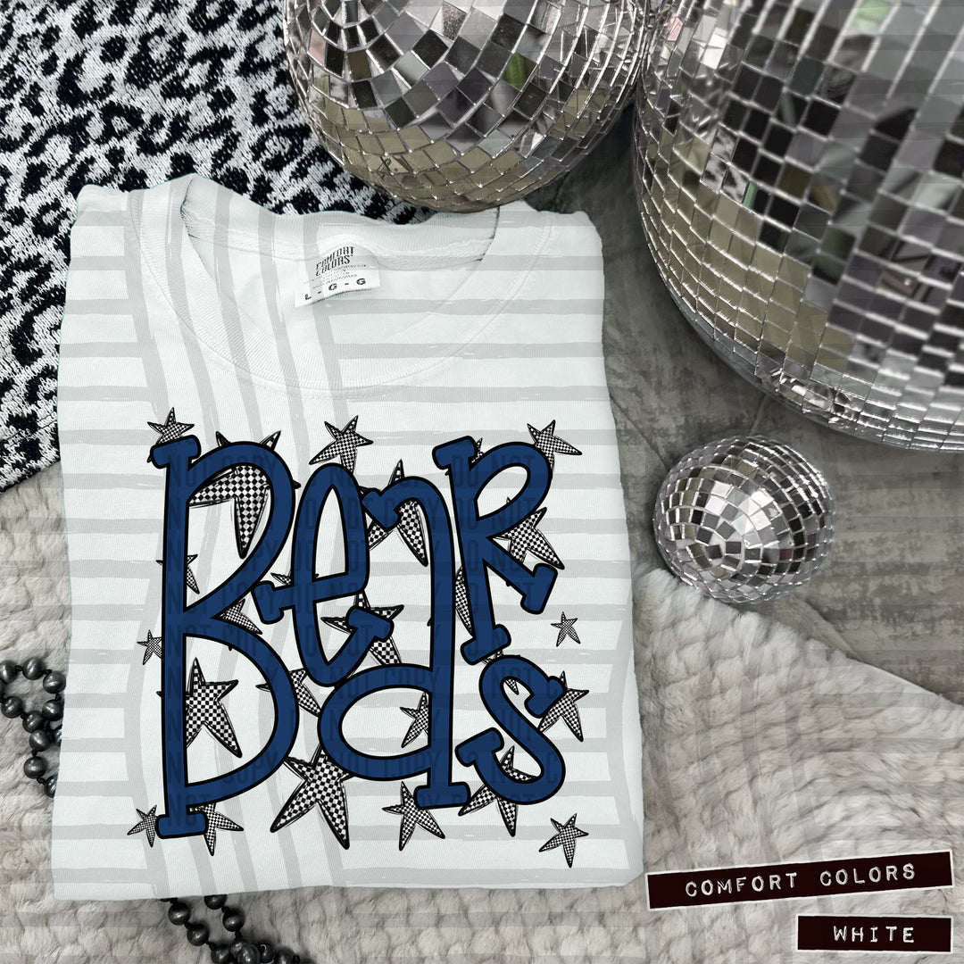 Navy Staggered DTF Print