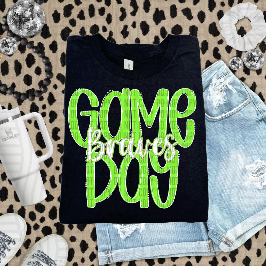 Doodle Gameday Lime DTF Print