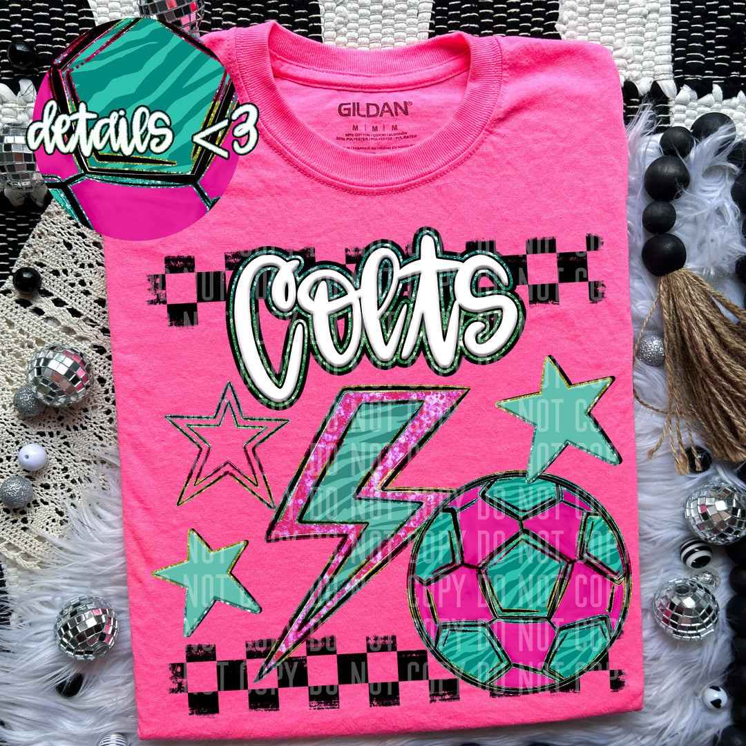 Rainbow Soccer Bolts DTF Print