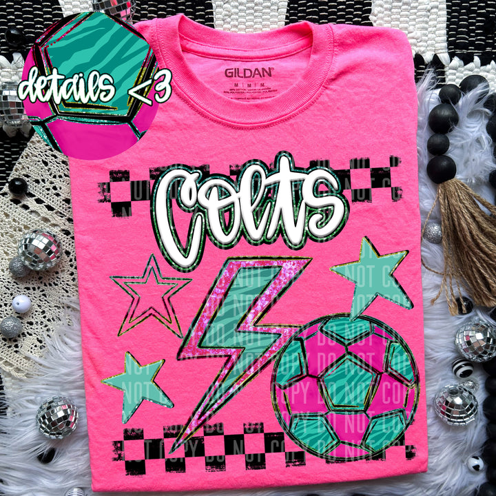 Rainbow Soccer Bolts DTF Print