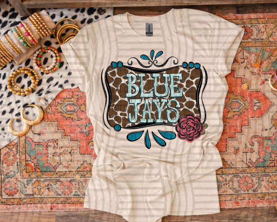 Cowhide & Turquoise Mascots DTF Print