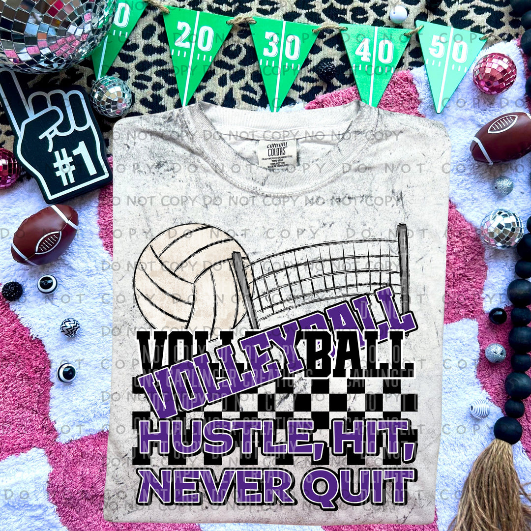Hustle Hit Never Quit Volleyball DTF Print