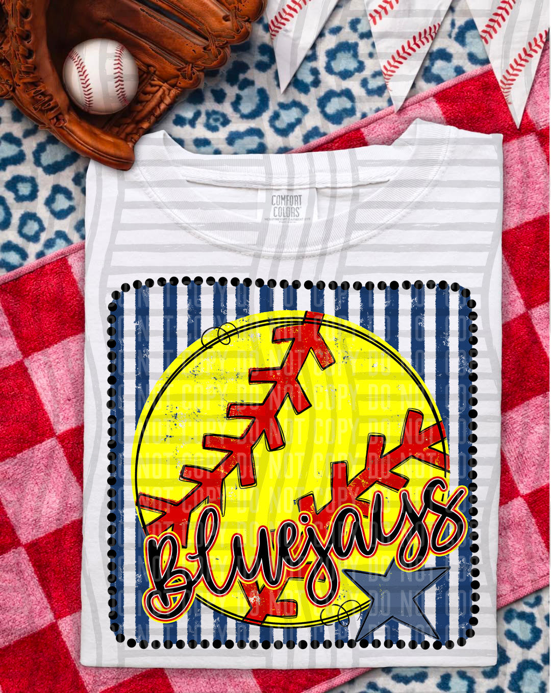 Softball RWB Framed Script DTF Print