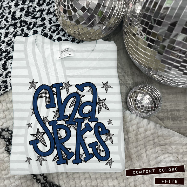 Navy Staggered DTF Print