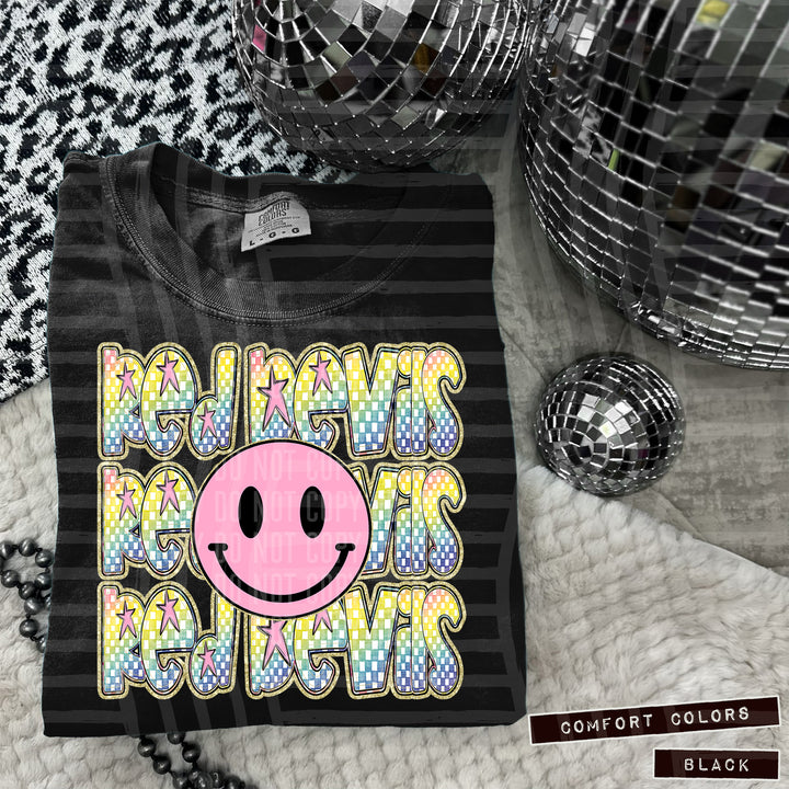 Pink Smiley Triple Stack DTF Print