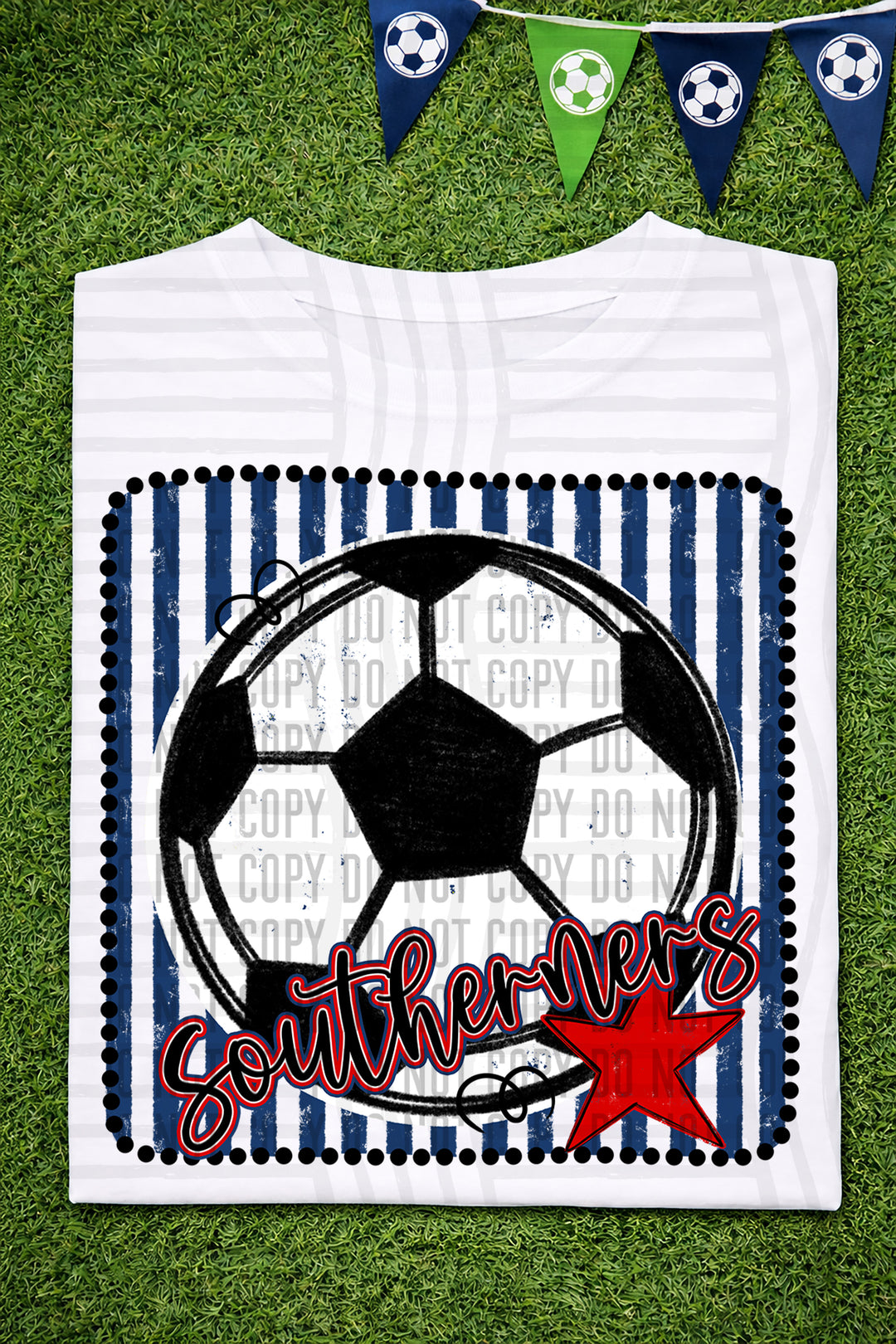Soccer RWB Framed DTF Print