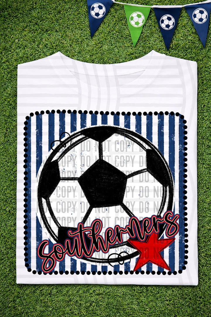 Soccer RWB Framed DTF Print