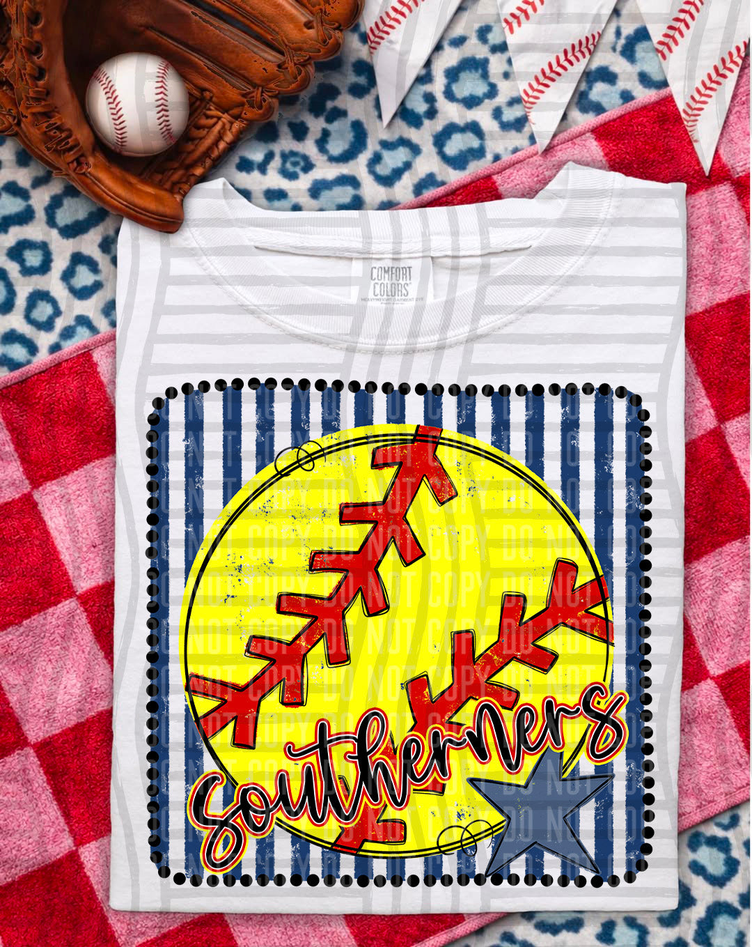 Softball RWB Framed Script DTF Print