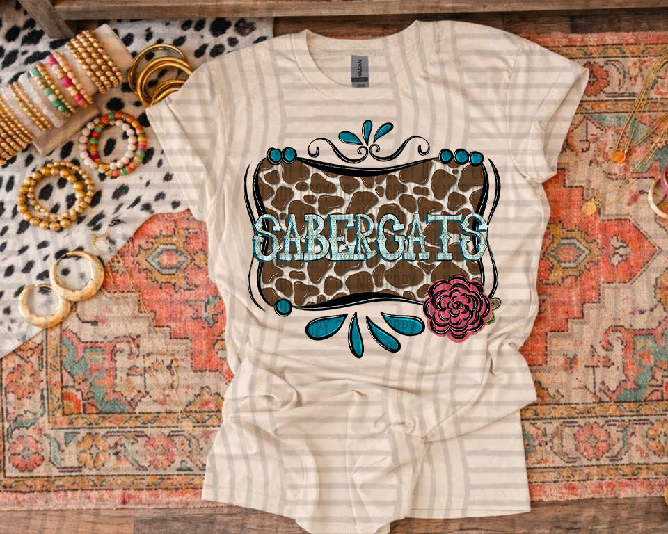 Cowhide & Turquoise Mascots DTF Print