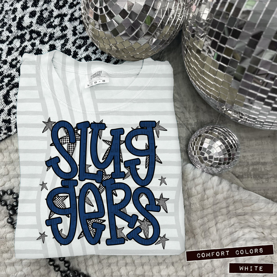 Navy Staggered DTF Print