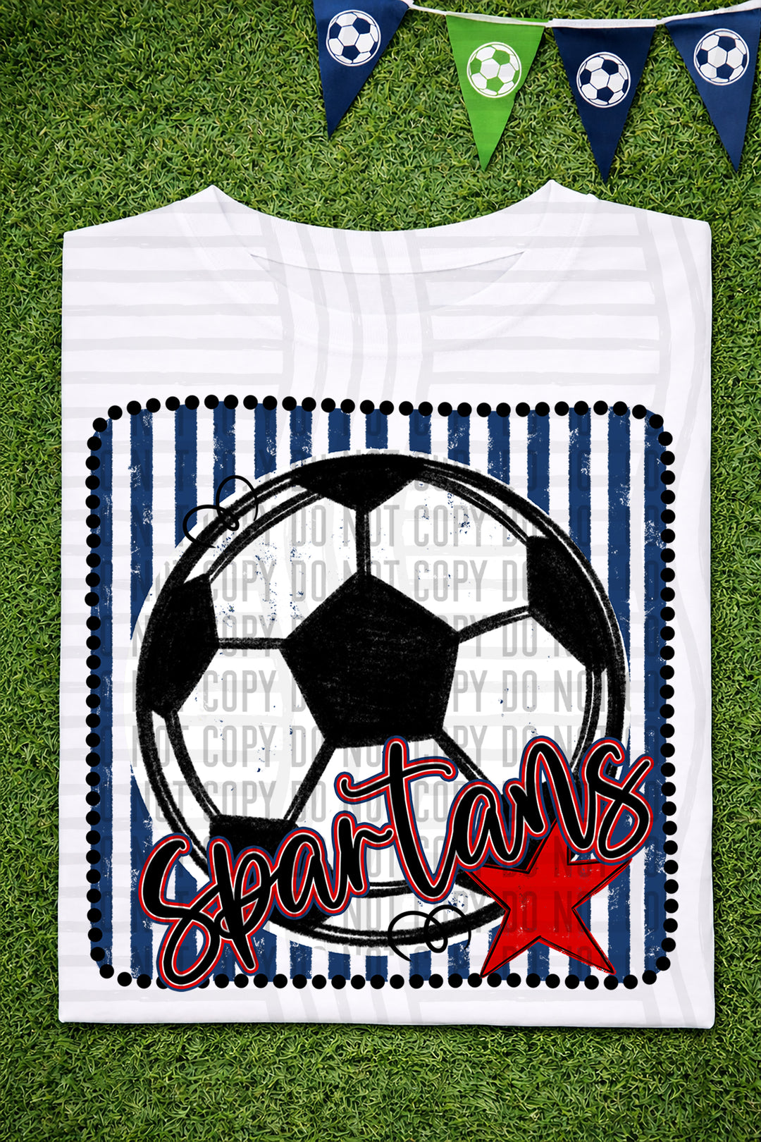 Soccer RWB Framed DTF Print