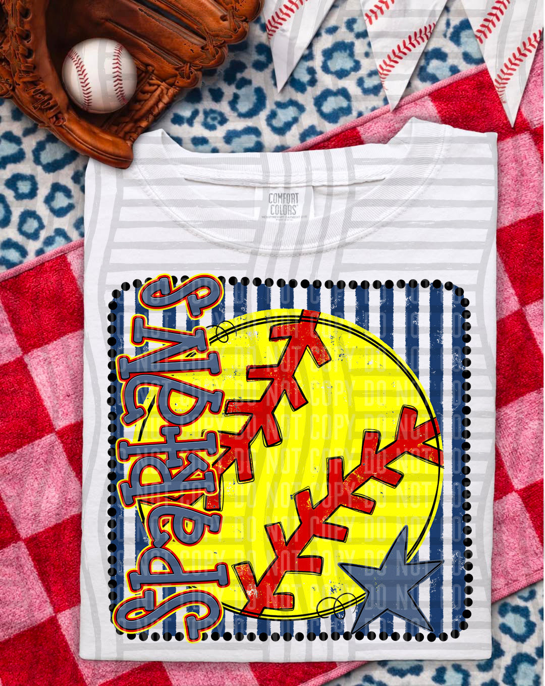 Softball RWB Framed DTF Print