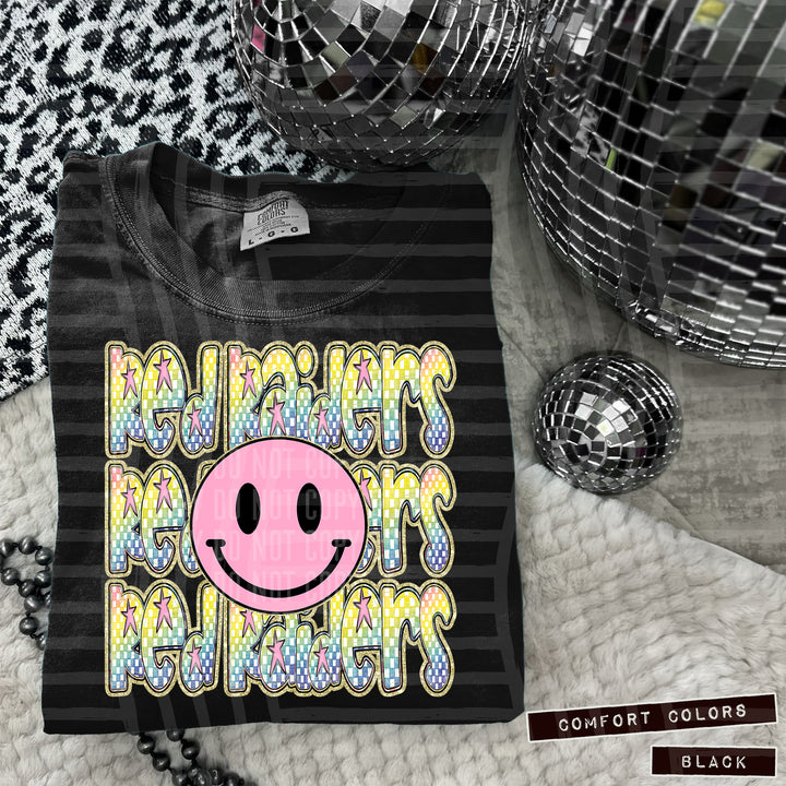 Pink Smiley Triple Stack DTF Print
