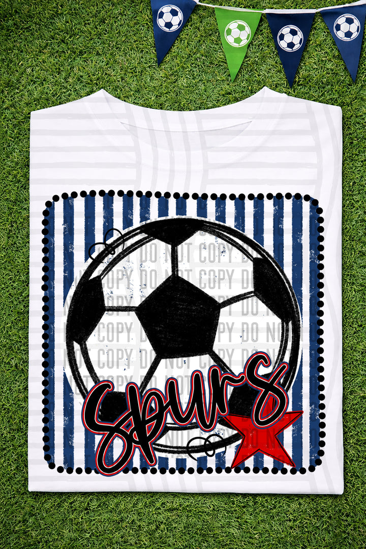 Soccer RWB Framed DTF Print