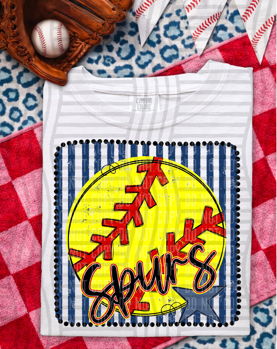 Softball RWB Framed Script DTF Print