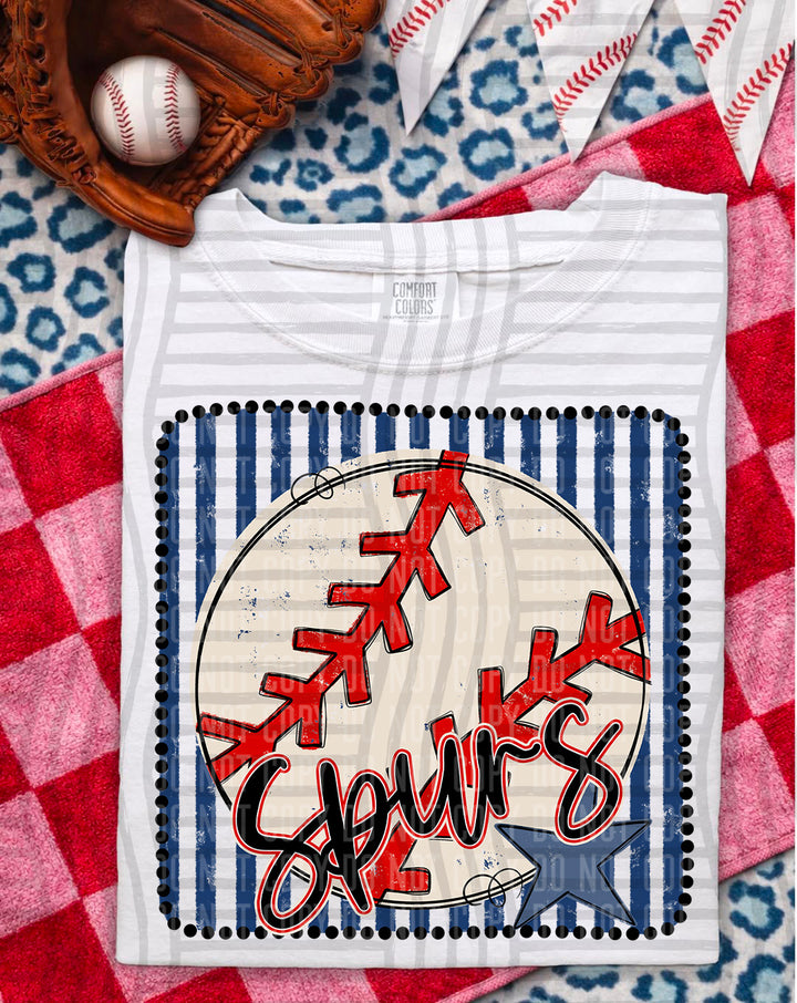 Baseball RWB Framed Script DTF Print