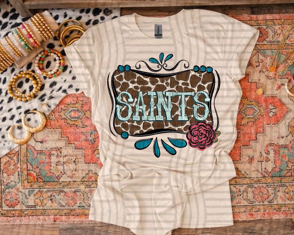 Cowhide & Turquoise Mascots DTF Print