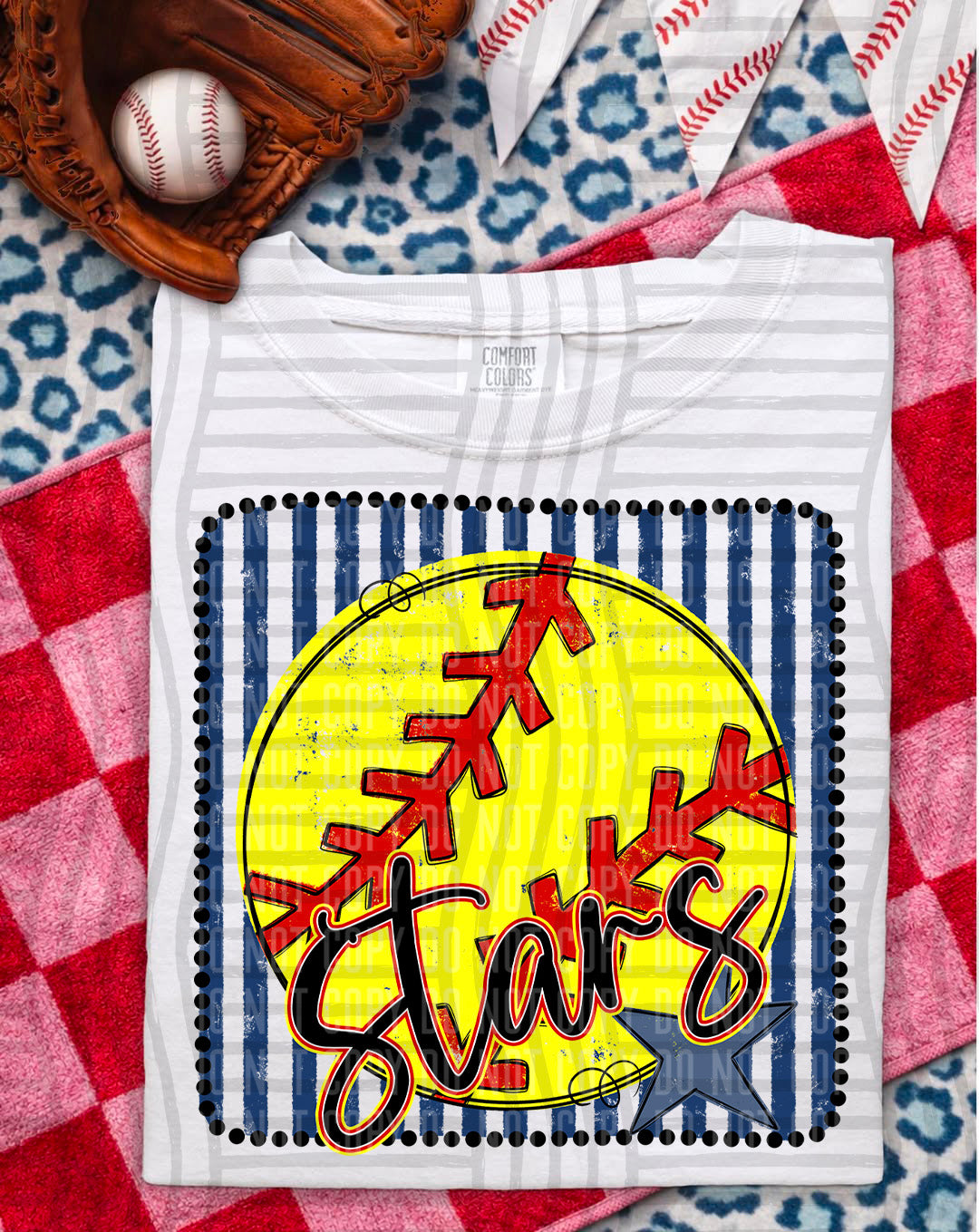 Softball RWB Framed Script DTF Print