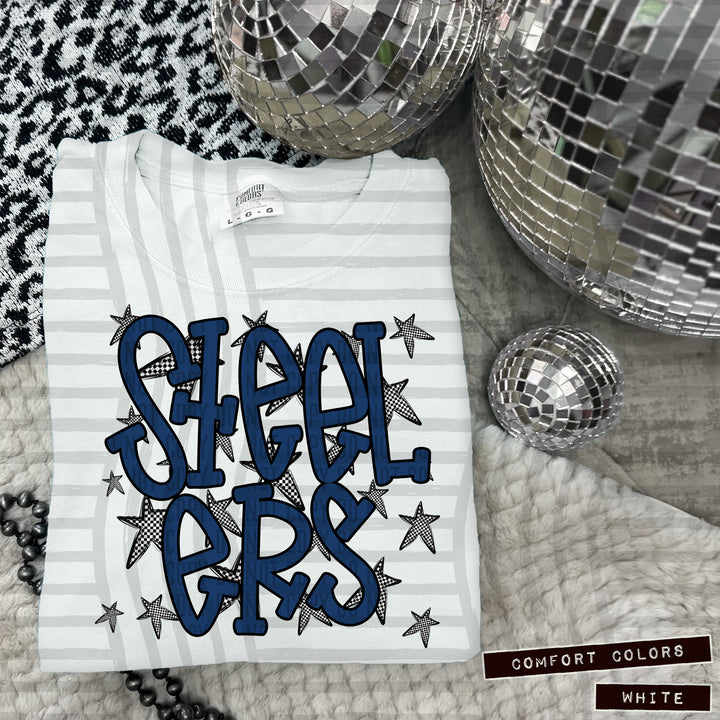 Navy Staggered DTF Print