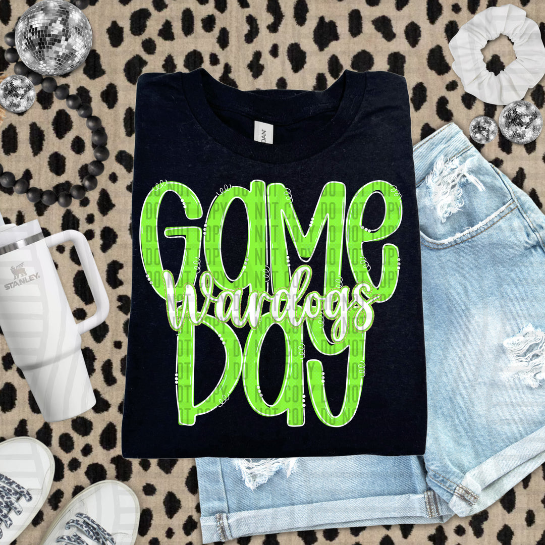 Doodle Gameday Lime DTF Print