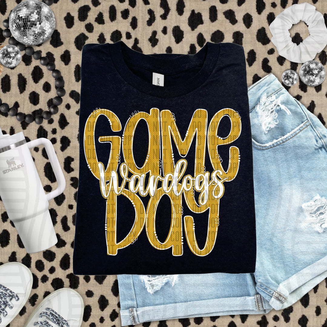 Doodle Gameday Gold DTF Print