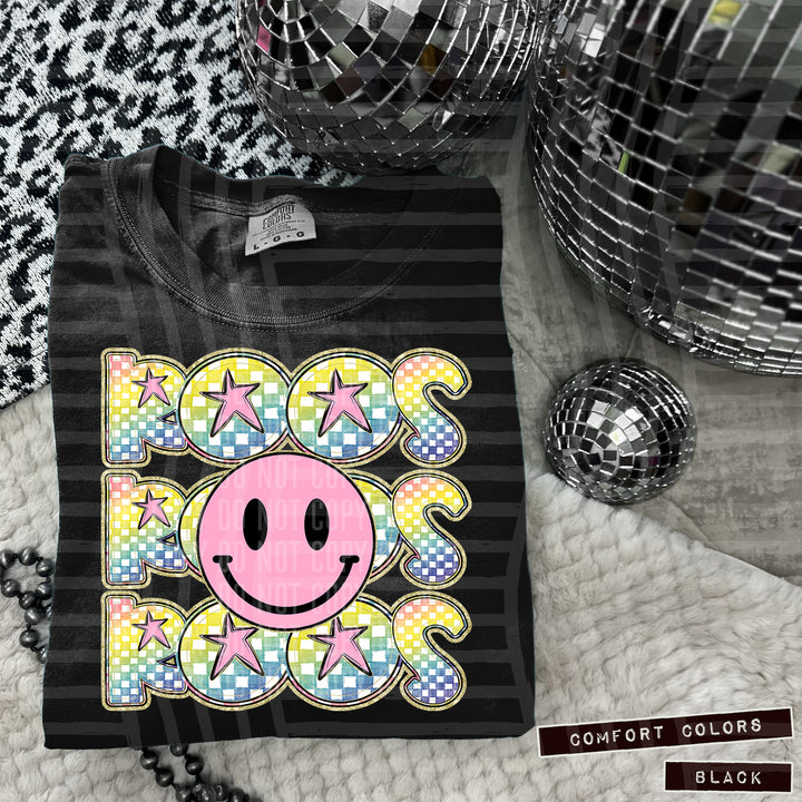 Pink Smiley Triple Stack DTF Print