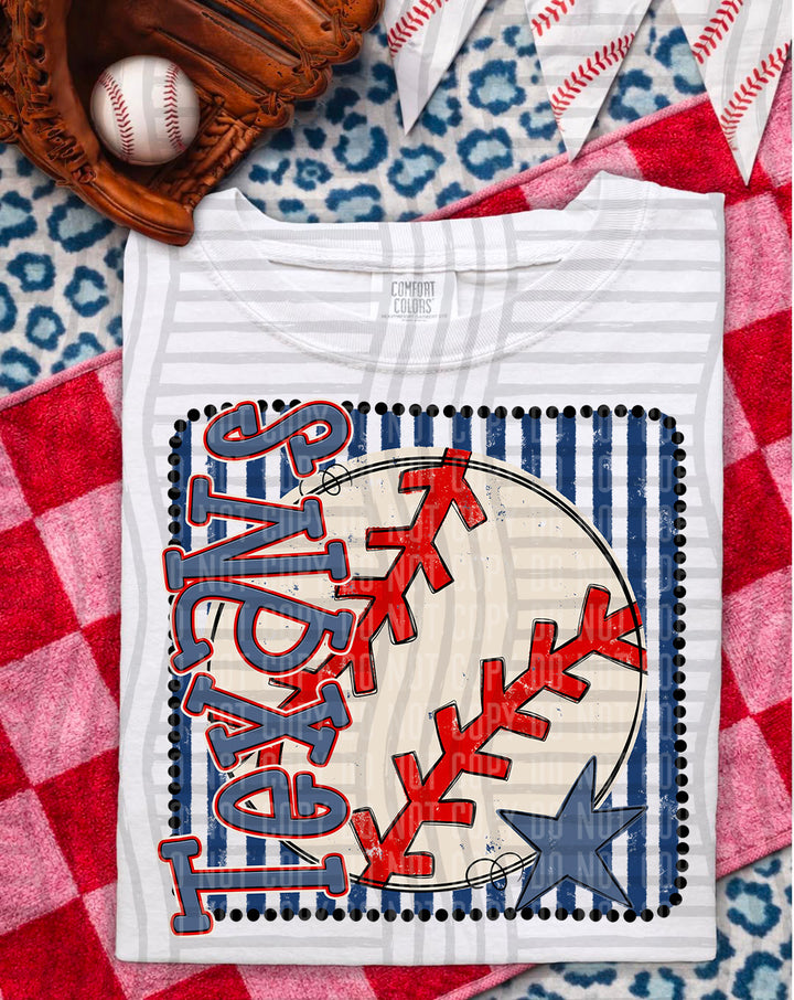 Baseball RWB Framed DTF Print