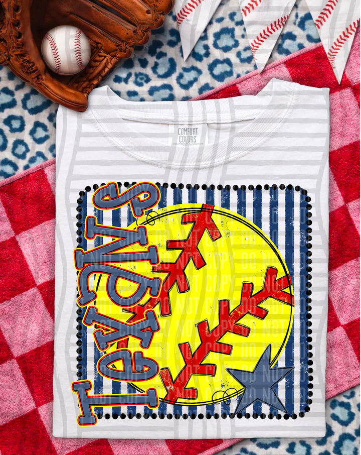 Softball RWB Framed DTF Print