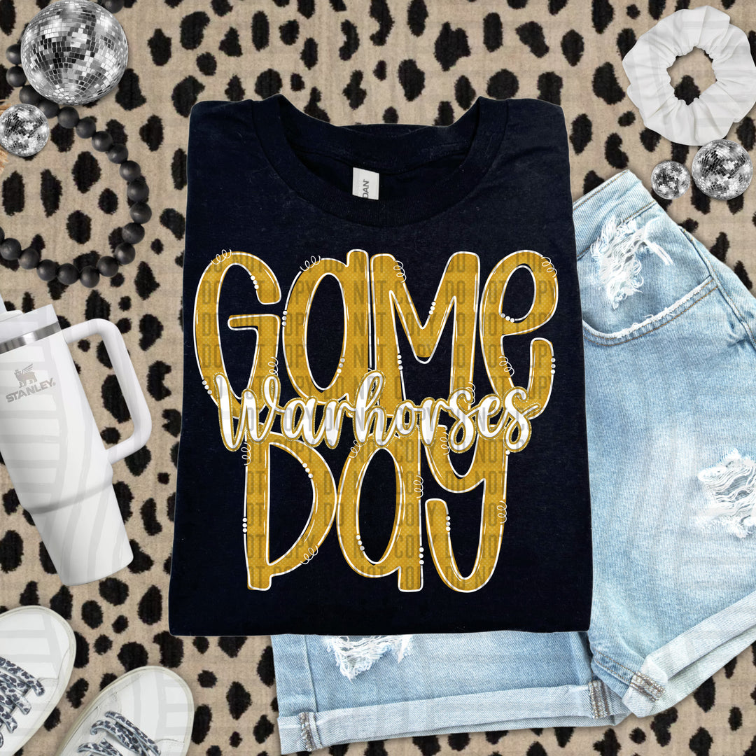 Doodle Gameday Gold DTF Print