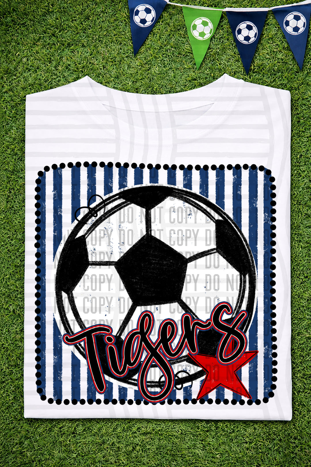 Soccer RWB Framed DTF Print