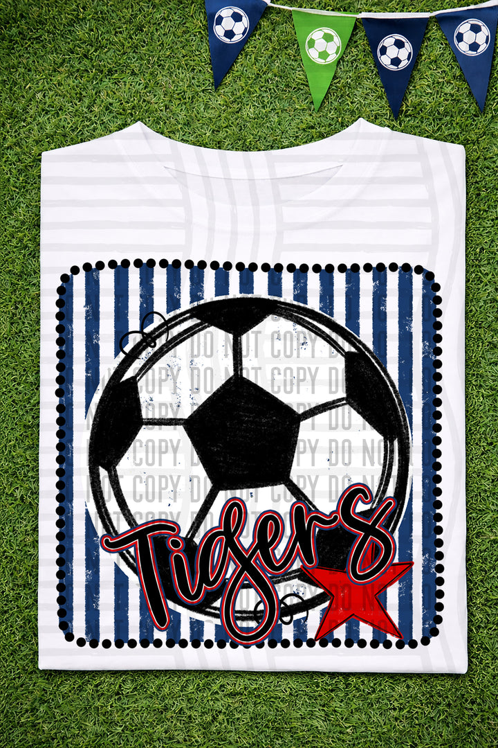 Soccer RWB Framed DTF Print