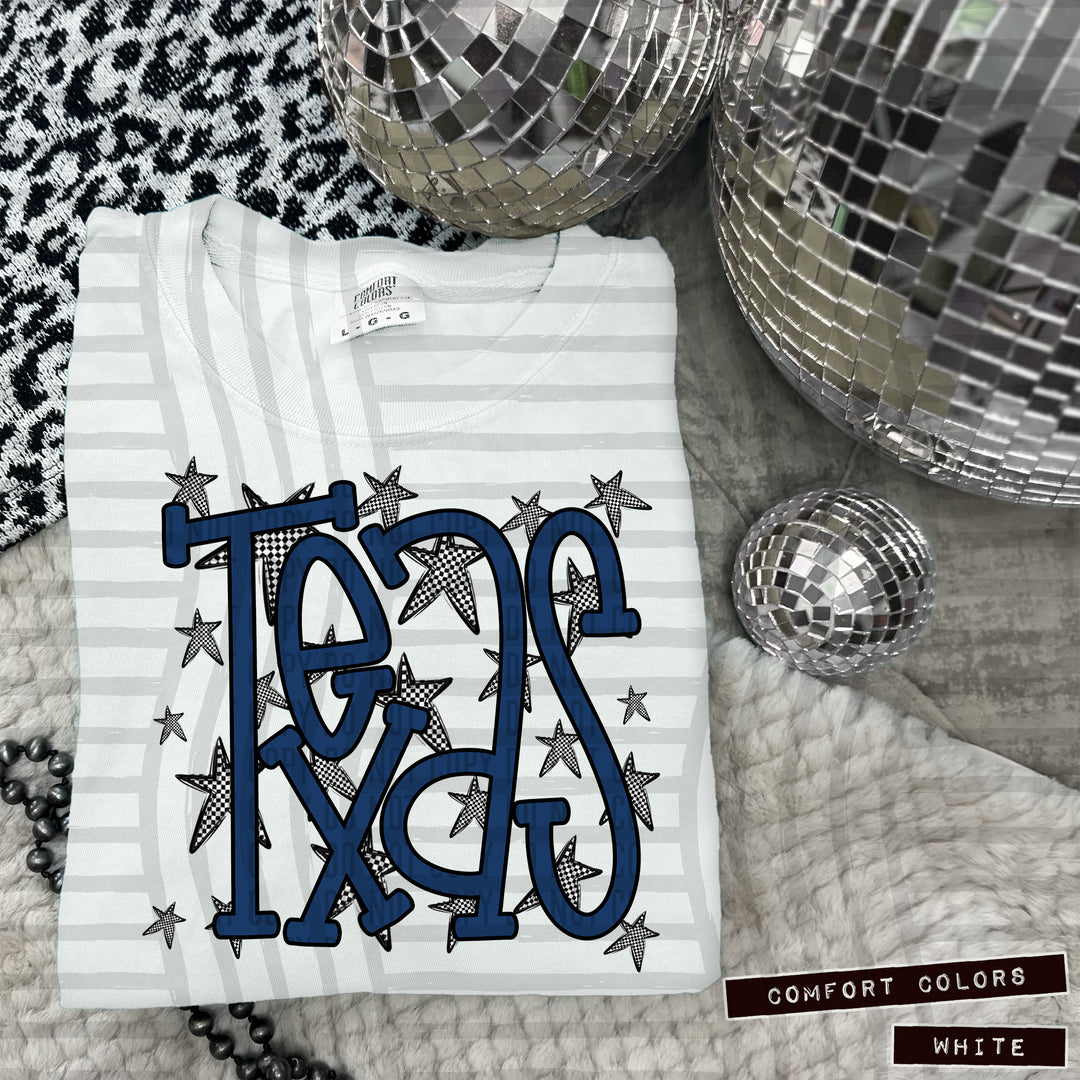 Navy Staggered DTF Print