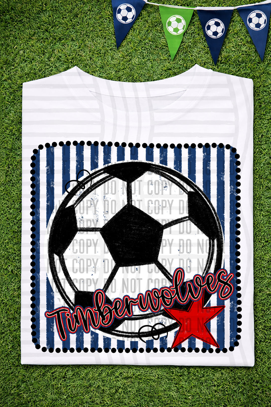 Soccer RWB Framed DTF Print