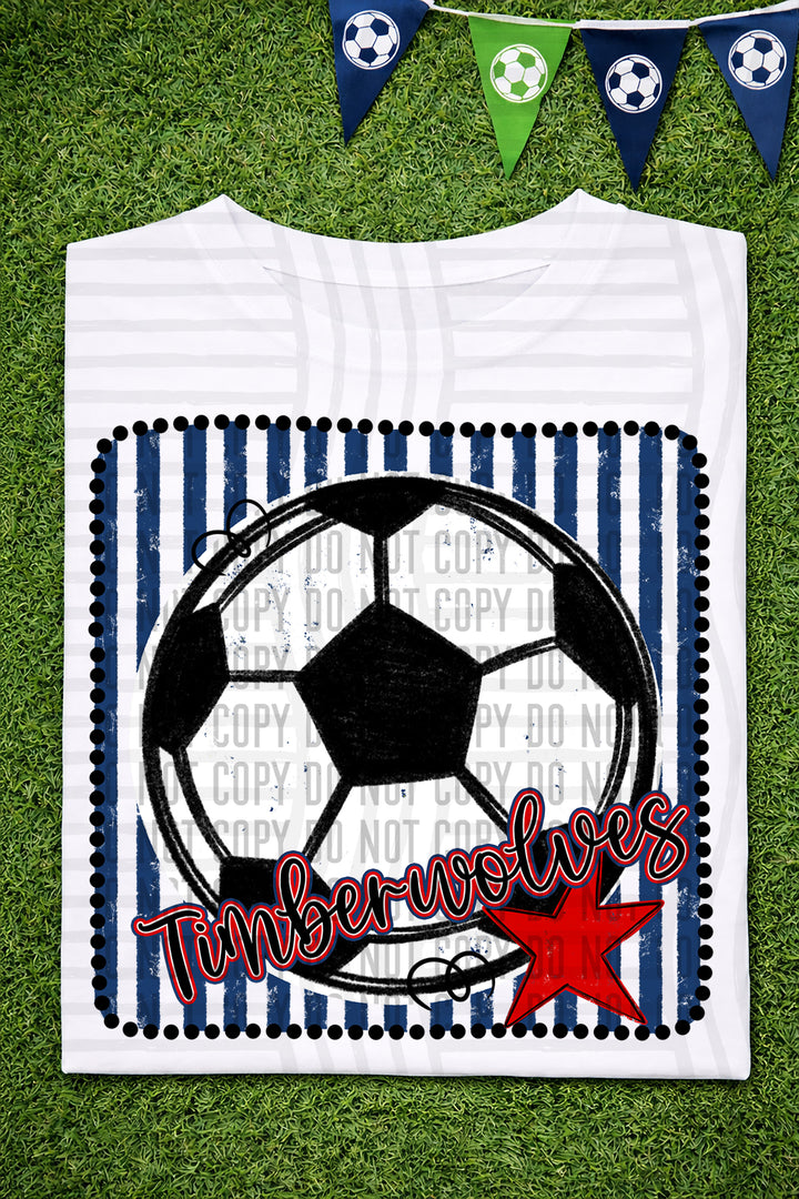 Soccer RWB Framed DTF Print
