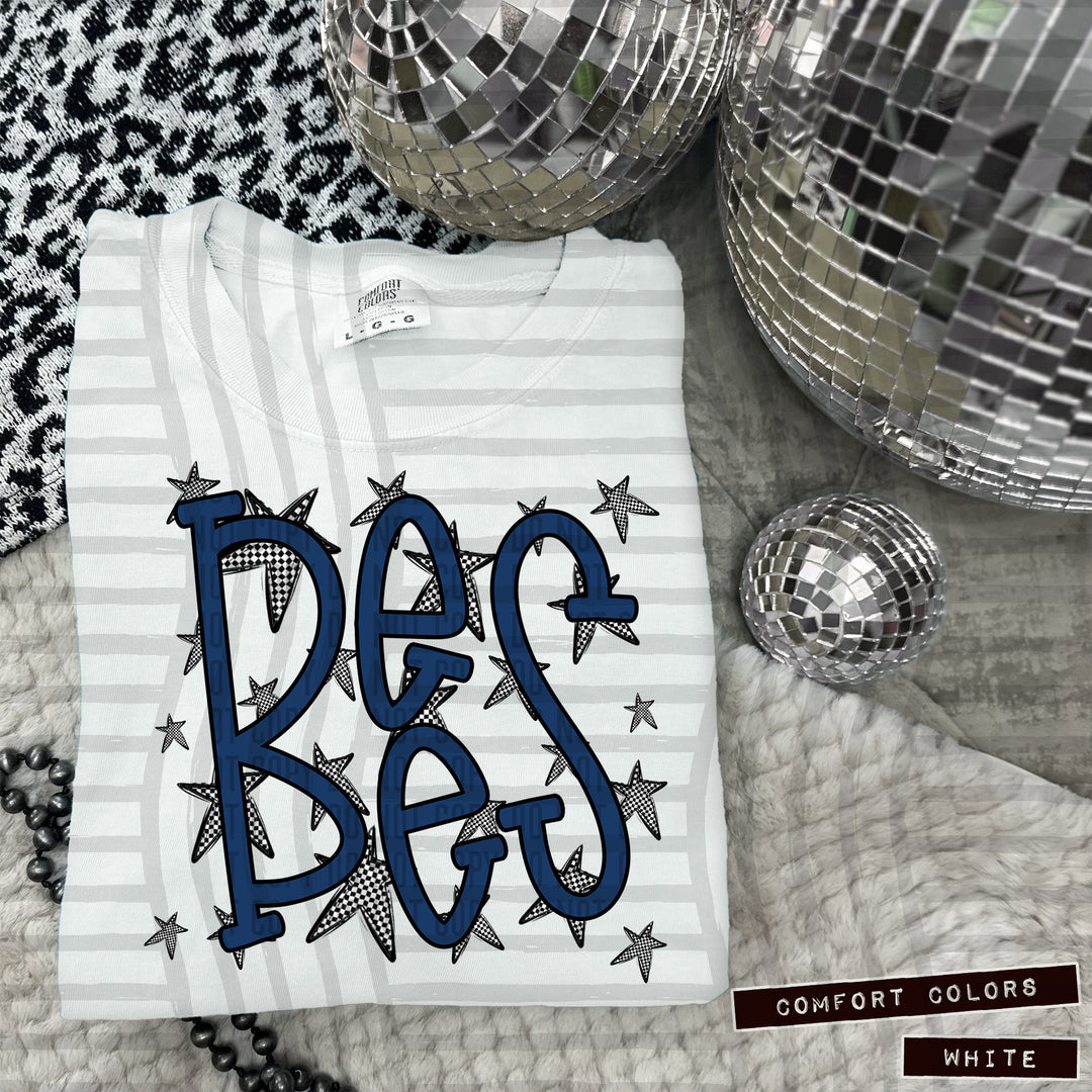 Navy Staggered DTF Print
