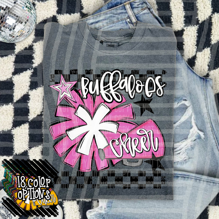 Cheer Pom With Names Grey DTF Print