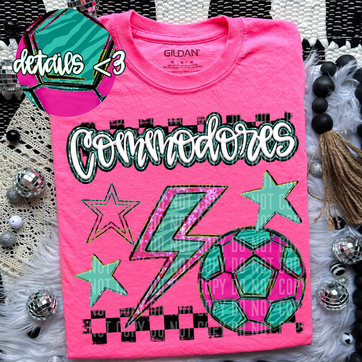 Rainbow Soccer Bolts DTF Print