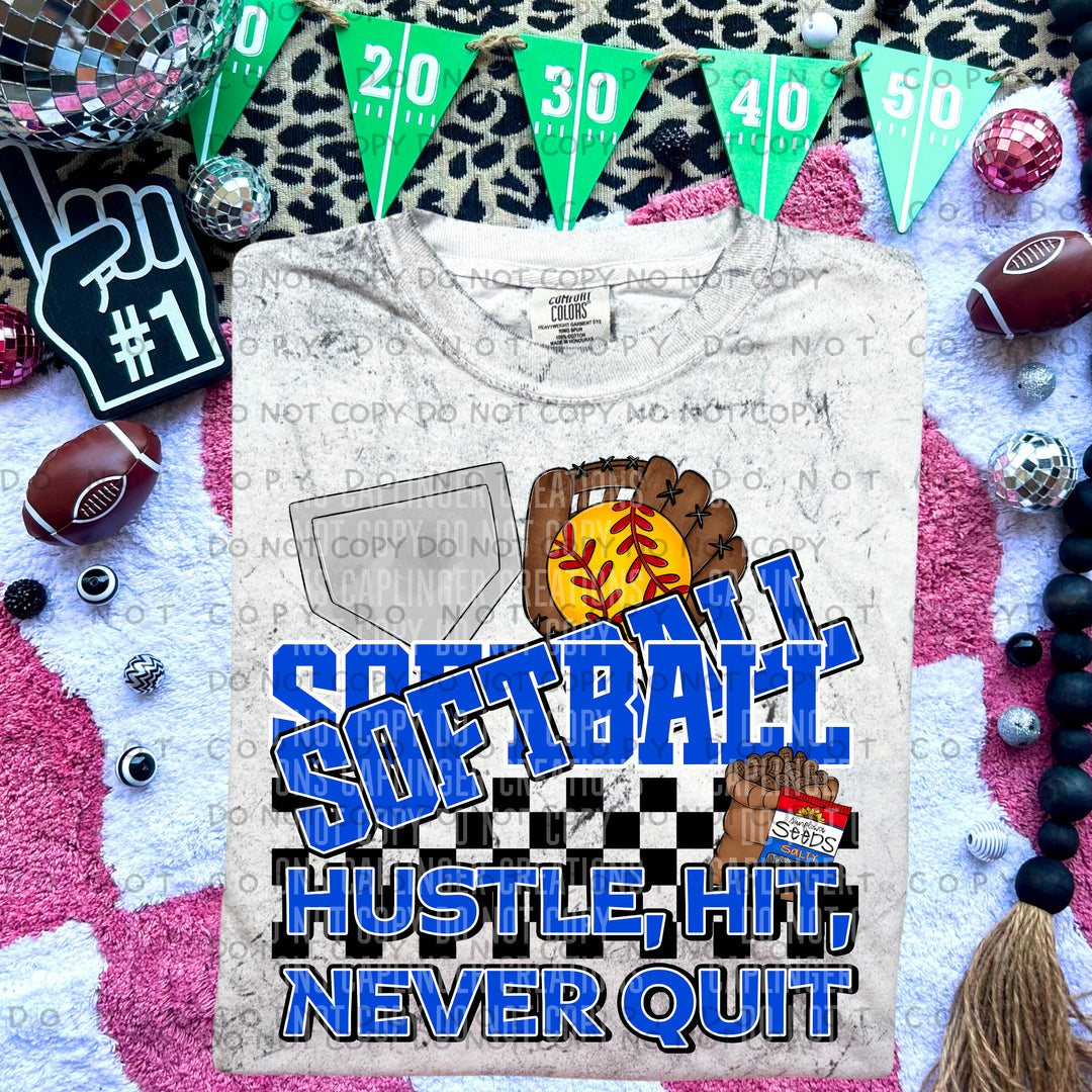 Hustle Hit Never Quit Softball DTF Print